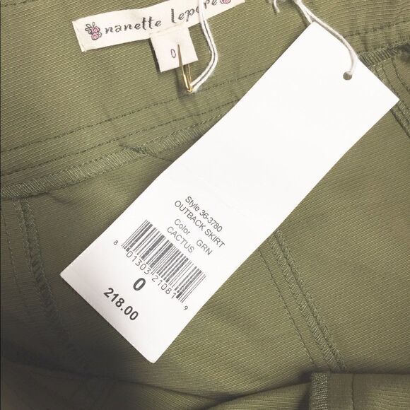 NWT Nanette Lepore Outback Skirt Cactus Green Sz 0 - Picture 5 of 5